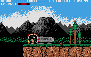Prehistorik (DOS) screenshot: Level 1 Begins