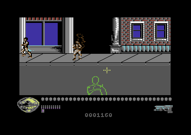 Predator 2 (Commodore 64) screenshot: predator near alleyway