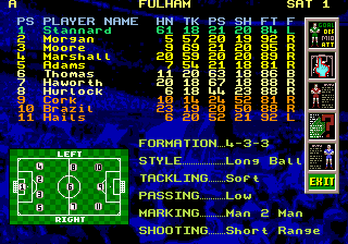 Premier Manager (Genesis) screenshot: Managing your team during a game