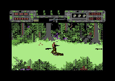 Predator (Commodore 64) screenshot: predators laser sight homes in on you