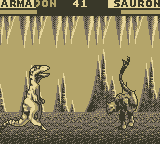 Primal Rage (Game Boy) screenshot: Sauron vs. Armadon
