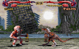 Primal Rage (DOS) screenshot: Chaos vs. Talon