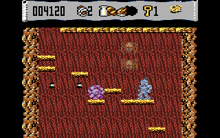 Prince Clumsy (Commodore 64) screenshot: Attacking giant spiders!