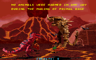 Primal Rage (DOS) screenshot: Diable vs. Armadon