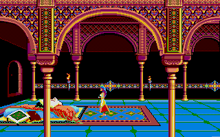 Prince of Persia (Atari ST) screenshot: Find your beloved woman within a hour or everything will be lost.