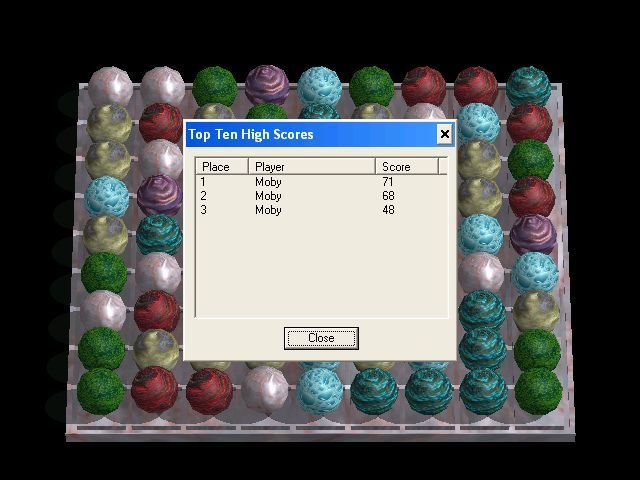 Gems 3D (Windows) screenshot: The high score table