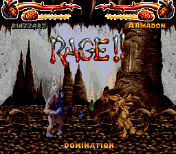 Primal Rage (Genesis) screenshot: Battle in a cave