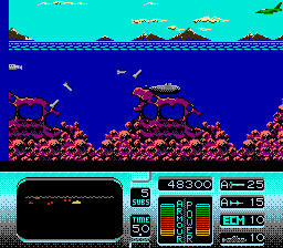 The Hunt for Red October (NES) screenshot: Attacked by bombers