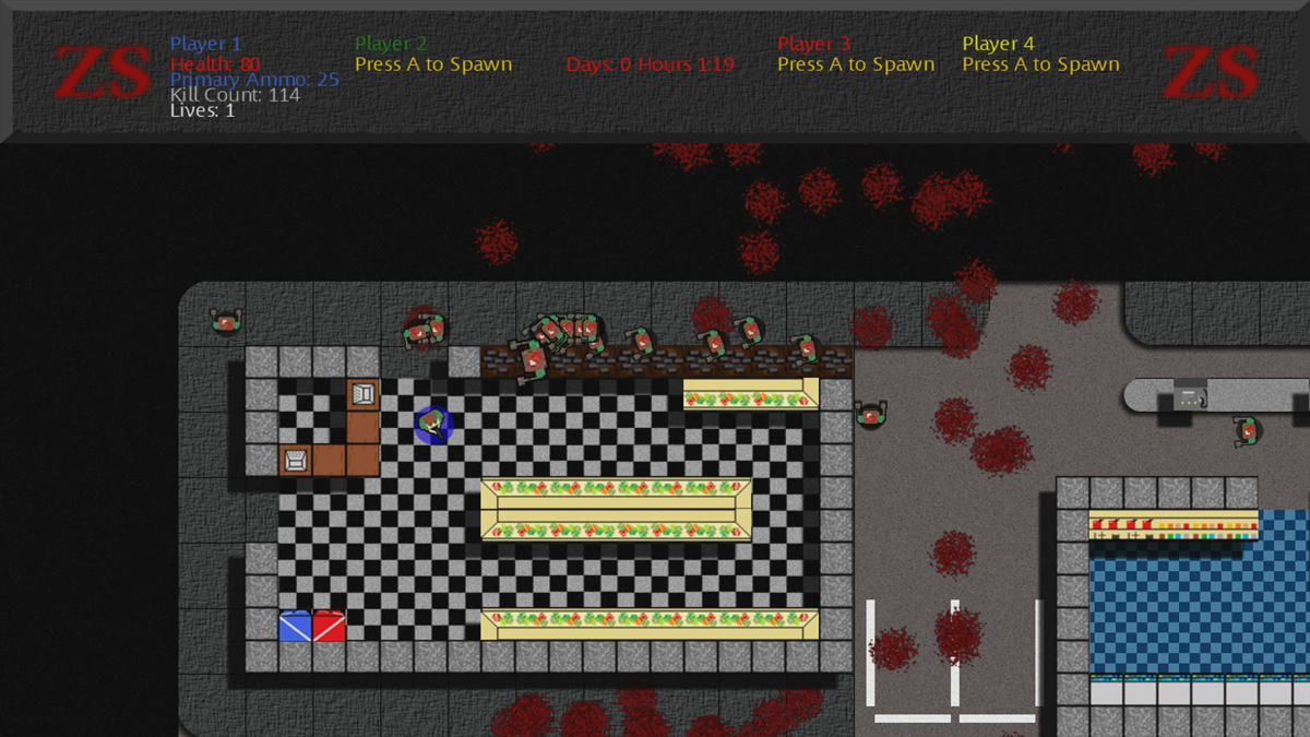 Zombie Square (Xbox 360) screenshot: The juggernaut zombie breaks the walls (Trial version)