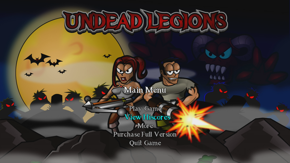 Undead Legions (Xbox 360) screenshot: Main menu (Trial version)