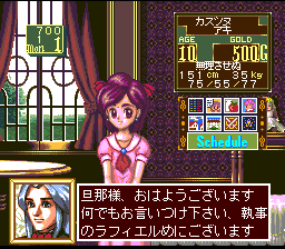 Princess Maker: Legend of Another World (SNES) screenshot: Good luck, dad!