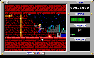 Duke Nukum: Episode 3 - Trapped in the Future (DOS) screenshot: Sometimes those ?-boxes contain health-ups and point bonuses... other times, just more TNT.