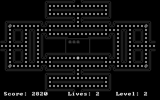 Munch Guy (DOS) screenshot: Level 2 in VGAGREY mode