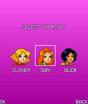 Totally Spies!: The Mobile Game (J2ME) screenshot: Character selection screen (large screen)