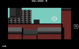 Prohibition (Commodore 64) screenshot: Quick, where's the next target? Not up here...