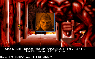 The Prophecy (DOS) screenshot: Petroy can help deciphering messages