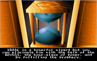 The Prophecy (DOS) screenshot: The Revuss, the hourglass of power (from the intro)