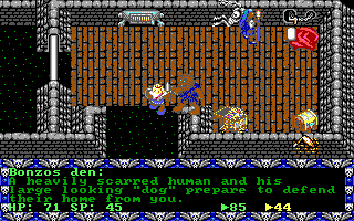Prophecy (DOS) screenshot: This mage has summoned his very own werewolf.