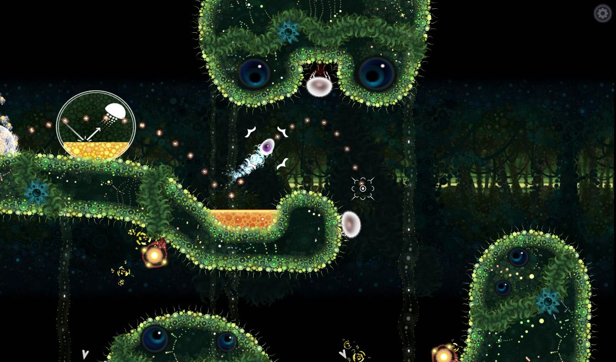 Deep Under the Sky (Android) screenshot: This level introduces the bouncing magma.