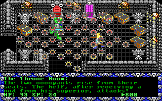 Prophecy (DOS) screenshot: Boss fight #2: Helfobia's Lord won't attack if we leave him alone. We, however, decide to invoke a Blades spell.