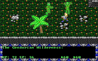 Prophecy (DOS) screenshot: From Helfobia, we travel on to the Gendorian Wilderness, a large forest.