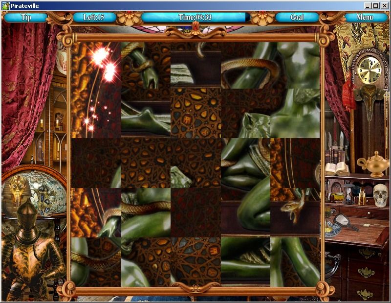 Pirateville (Windows) screenshot: A jade figuring tile puzzle