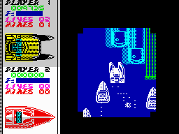 Pro Powerboat Simulator (ZX Spectrum) screenshot: Only limited view is available in this night stage