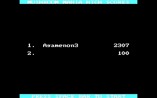 Mushroom Mania (DOS) screenshot: High-scores