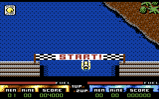 Pro Powerboat Simulator (Commodore 64) screenshot: Beginning a race