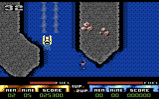 Pro Powerboat Simulator (Commodore 64) screenshot: Uh oh, could be a dead end I found...