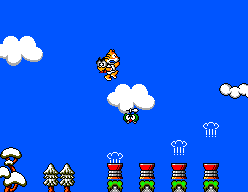 Psycho Fox (SEGA Master System) screenshot: Steam causes Leopard to propel in the air