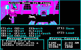 Psycho (DOS) screenshot: Who let the dog in the livingroom?!?