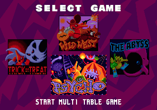 Psycho Pinball (Genesis) screenshot: Table selection screen