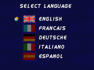 Psycho Pinball (DOS) screenshot: Language select screen
