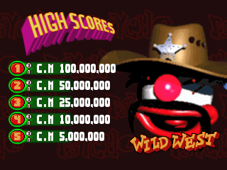 Psycho Pinball (DOS) screenshot: Default scores for Wild West