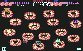 Psycho Pigs UXB (Commodore 64) screenshot: Bonus round