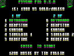 Psycho Pigs UXB (ZX Spectrum) screenshot: Options+Credits