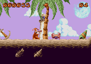 Puggsy (Genesis) screenshot: Watch out for that crab!