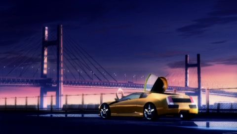 Ridge Racer (PSP) screenshot: FMV intro: A car with gullwing doors.