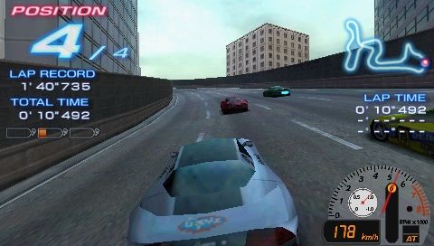 Ridge Racer (PSP) screenshot: The MAX tour features only four cars in each race.