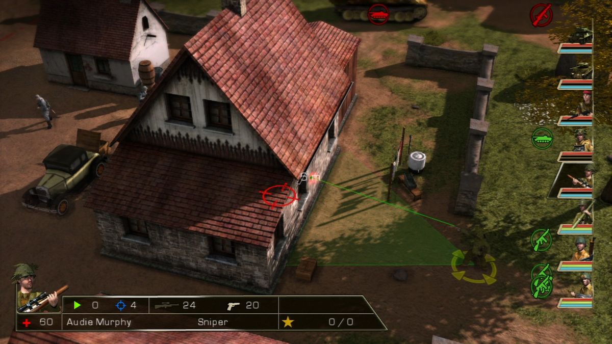 History Legends of War: Patton (PlayStation 3) screenshot: Enemy infantry spotted on the other side of the building