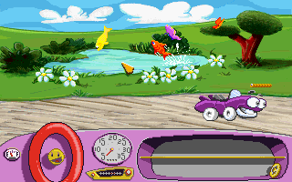Putt-Putt Joins the Parade (DOS) screenshot: Clicking on backgrounds has a lot of fun