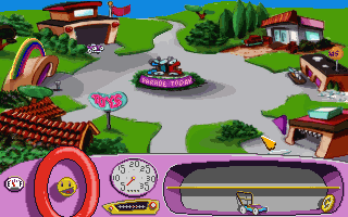 Putt-Putt Joins the Parade (DOS) screenshot: Overview of places Putt-Putt should go