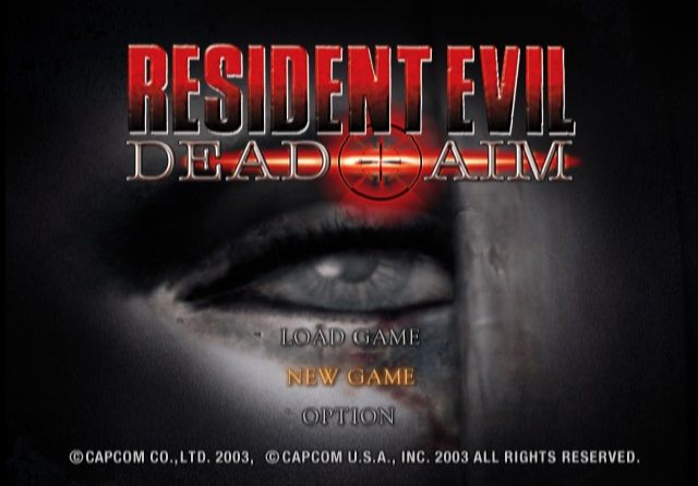 Resident Evil: Dead Aim (PlayStation 2) screenshot: Main menú & Title Screen