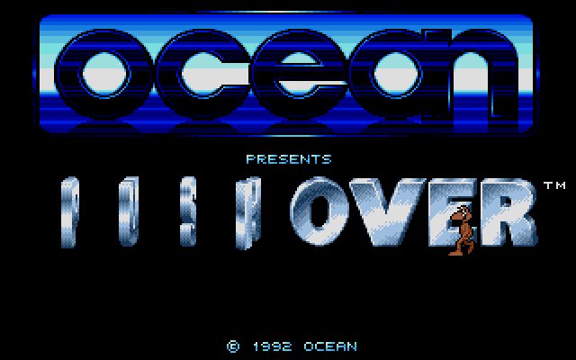 Push-Over (DOS) screenshot: title screen (soon, this small ant - you, will knock the letters down)