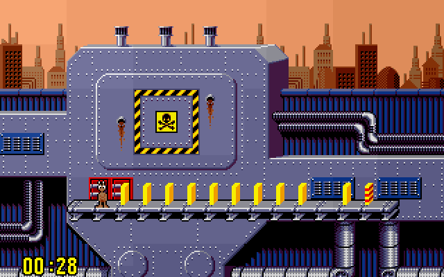 Push-Over (DOS) screenshot: level one, and not much time to think