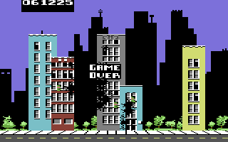 Rampage (Commodore 64) screenshot: Game over (US version)