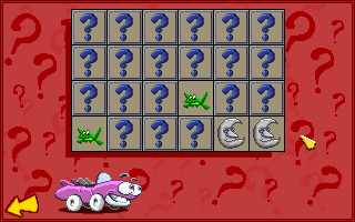 Putt-Putt's Fun Pack (DOS) screenshot: Matching Game / We have two pairs already!!