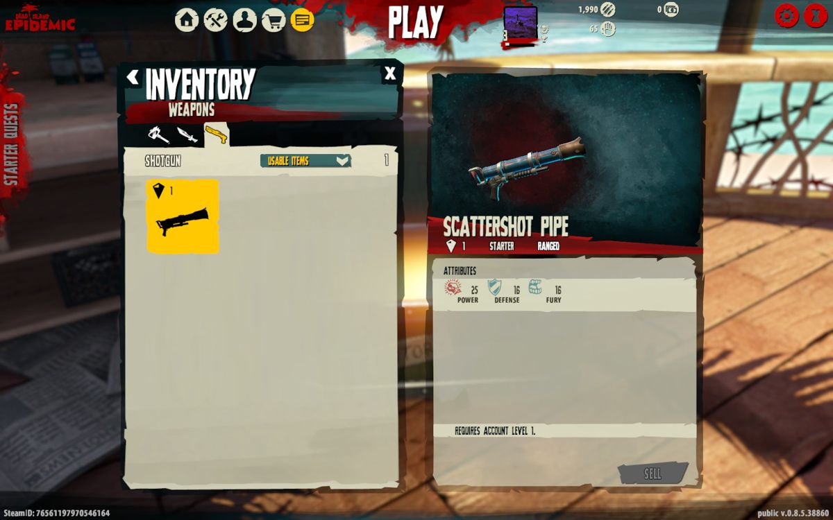 Dead Island: Epidemic (Windows) screenshot: Inventory