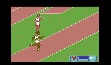 Summer Challenge (Commodore 64) screenshot: Running up